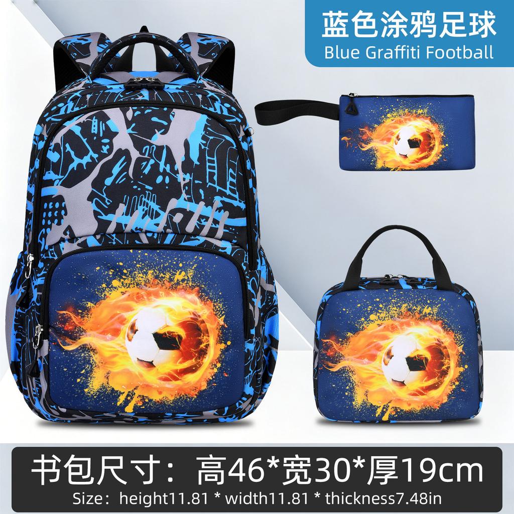 Children School Bags for Boys Set Schoolbag Primary Book Bag School Backpack with Lunch Bag 3Pcs Kids Waterproof Travel Rucksack