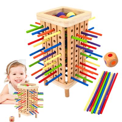 1 Set Wooden Stick Tower Dice Game with 36/42 Sticks 6 Balls Fine Motor