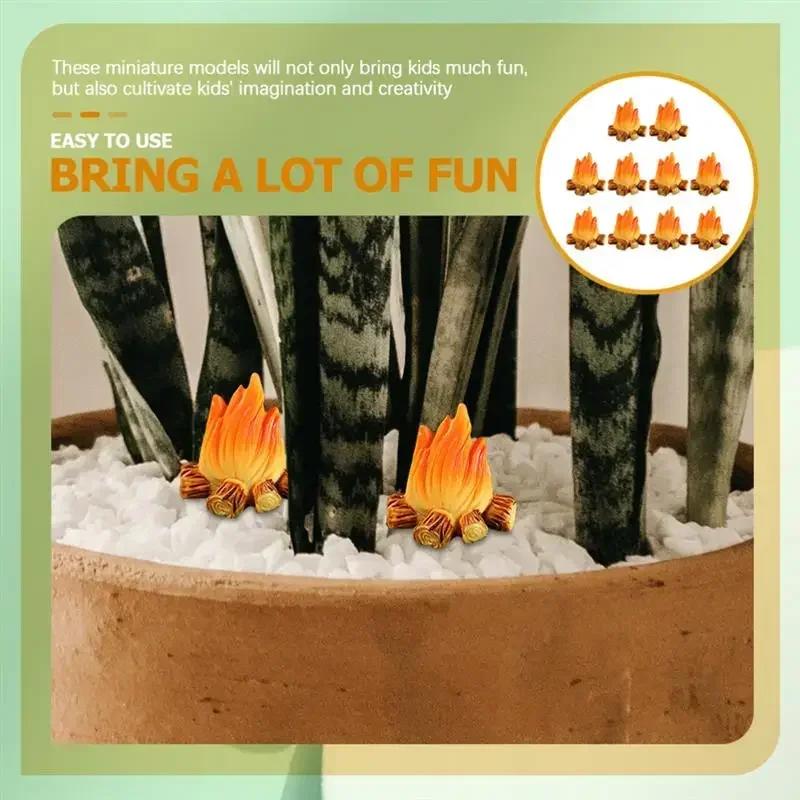 1/5/10pcs Resin Bonfire Model Miniature Decoration Campfire Toy Artificial Bonfire Resin Craft Ornament Campfire Miniature Decor