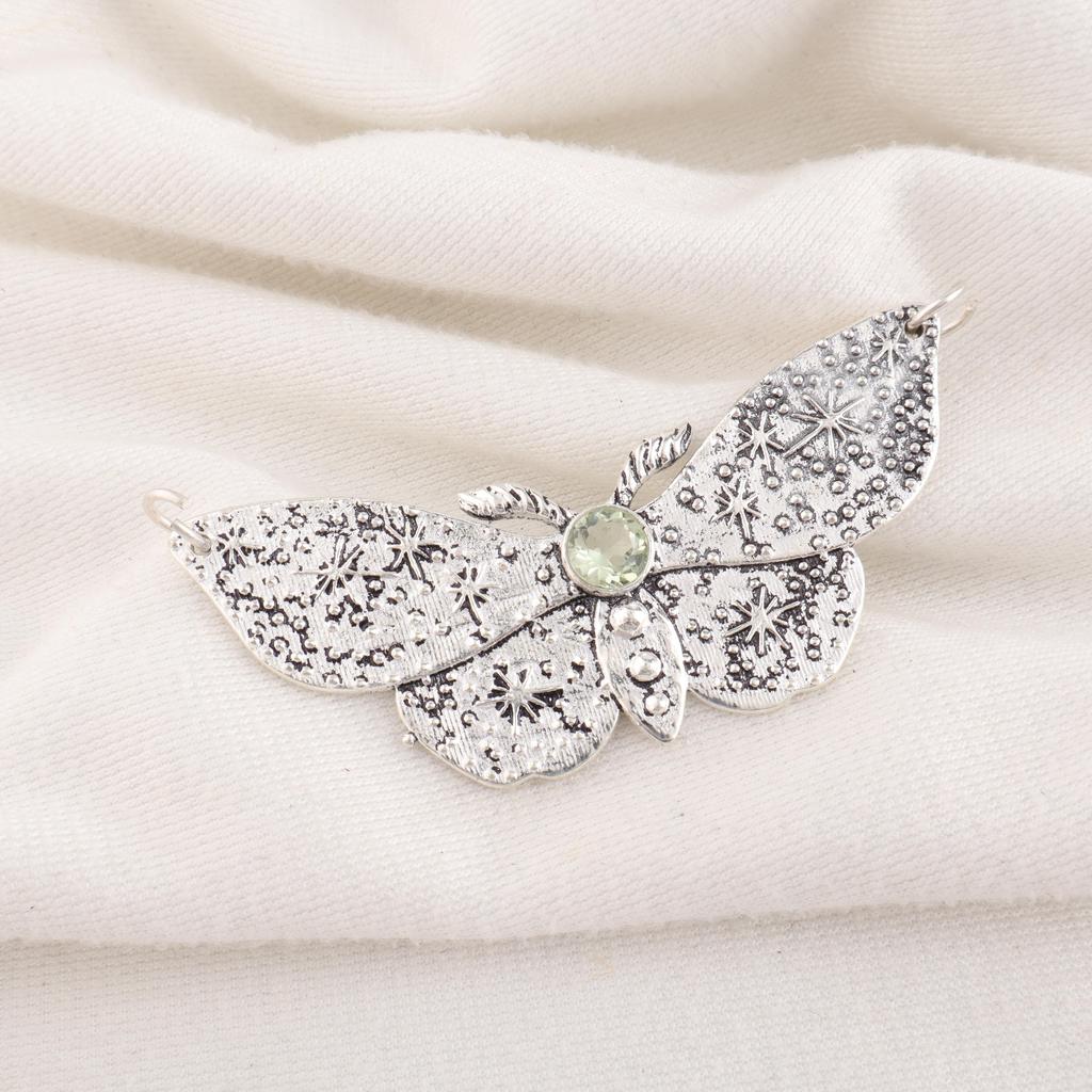 Green Amethyst Gemstone Pendant, 925 Solid Sterling Silver Pendant, Handmade Antique Jewelry, Gift For Mother Day