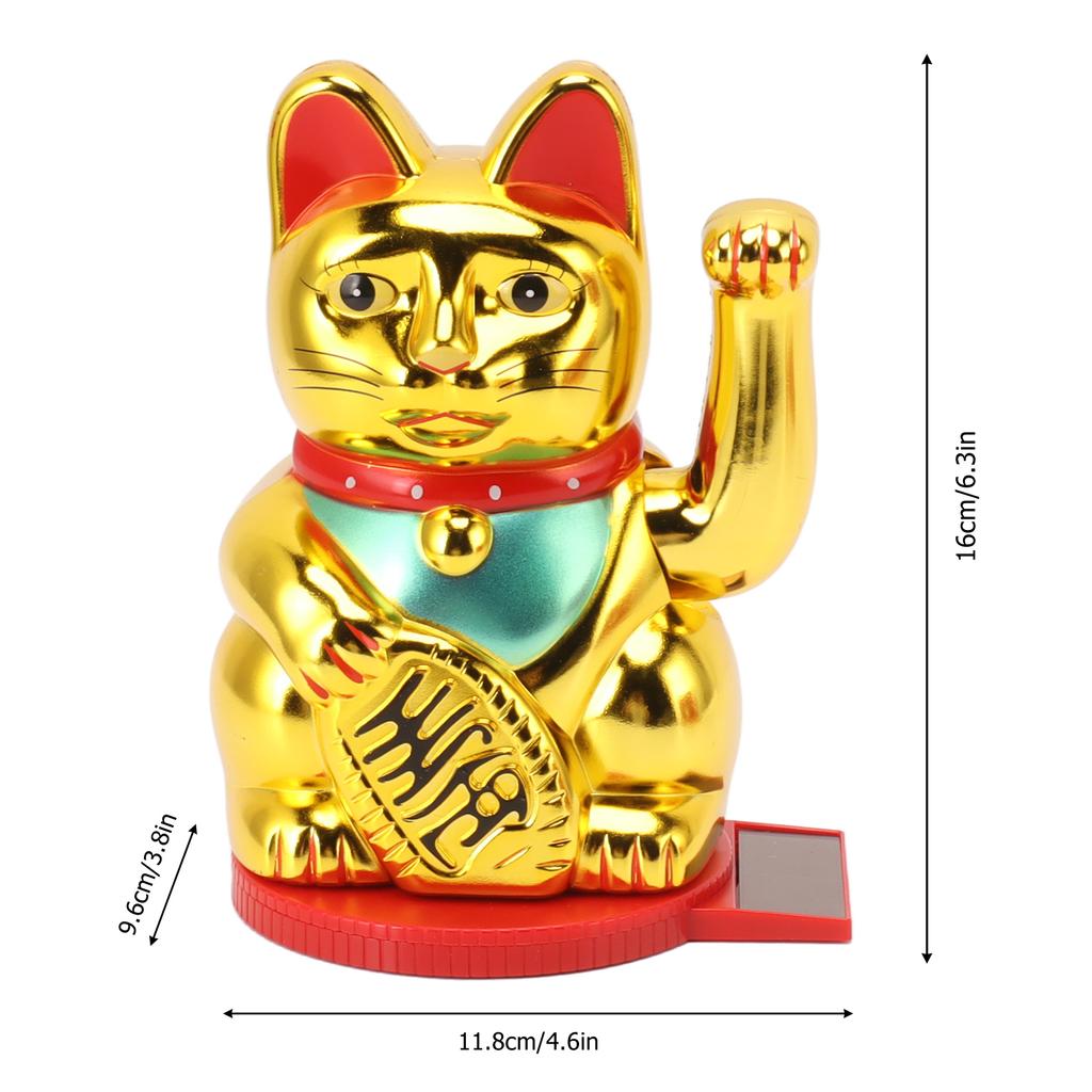 Solar Waving Cat Solar Energy Powered Wealth Welcoming Cat with Waving Arm 6 Inch Lucky Money Cat Decoration For Home Car Office