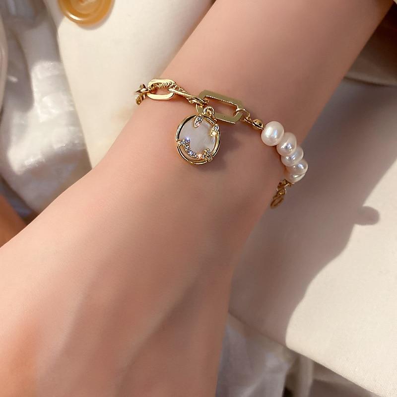 Charming Faux Gold Tone And Freshwater Pearl Bracelets ,Elegant ,Korean Modish Fashionable ,Jewelry ,Party ,Women 'S BraceletsElegant Jewelry