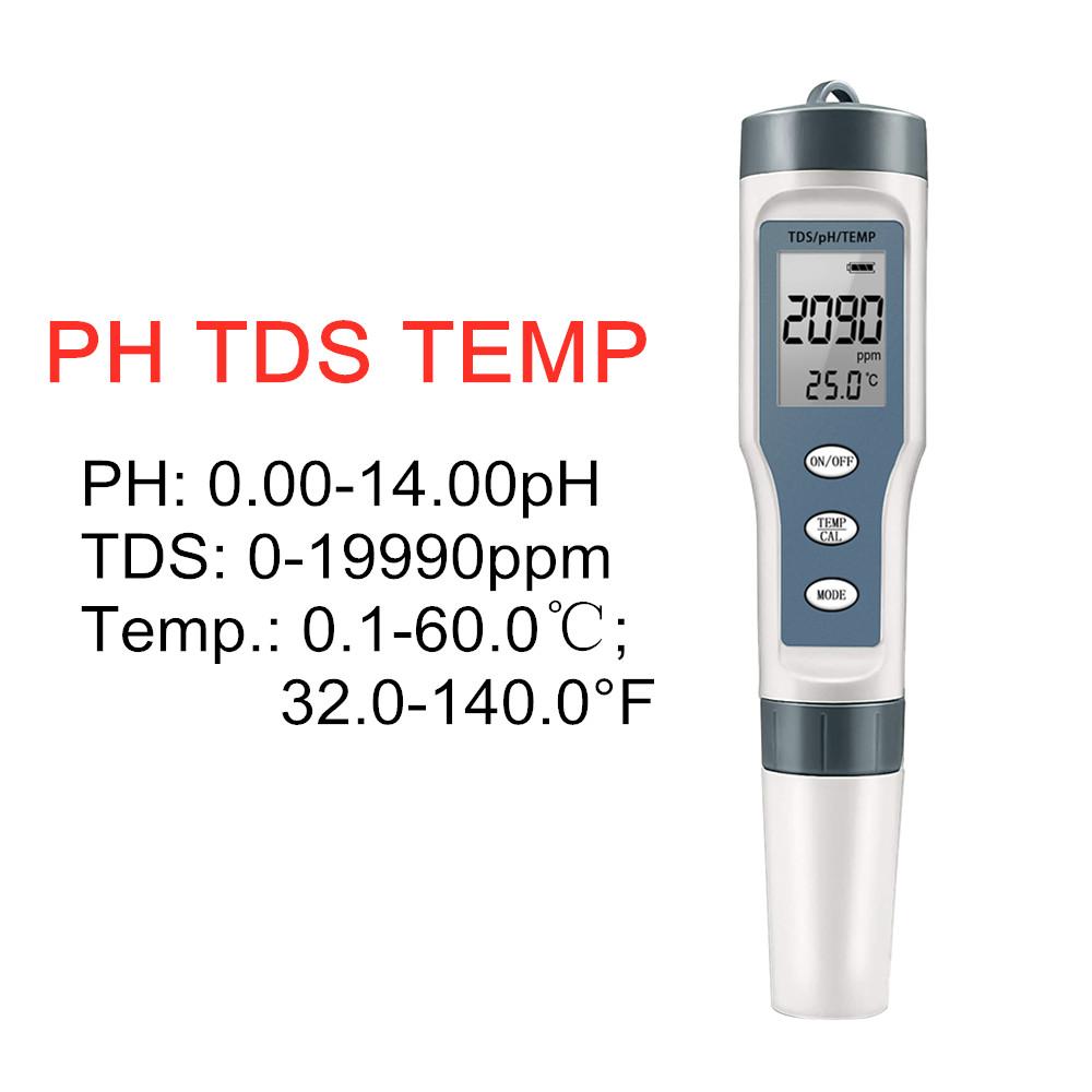 Multifunction Water Quality Tester PH/ TDS/EC /Salinity Tester LCD Digital Water Purity Temperature Meter for Pools Aquariums