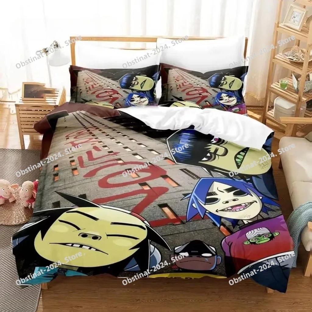 G-Gorillaz Bedding Set,virtual Band Gorillaz Duvet Covers Double Bed Twin Size Bedding Quilt Cover Cartoon Children's for Home