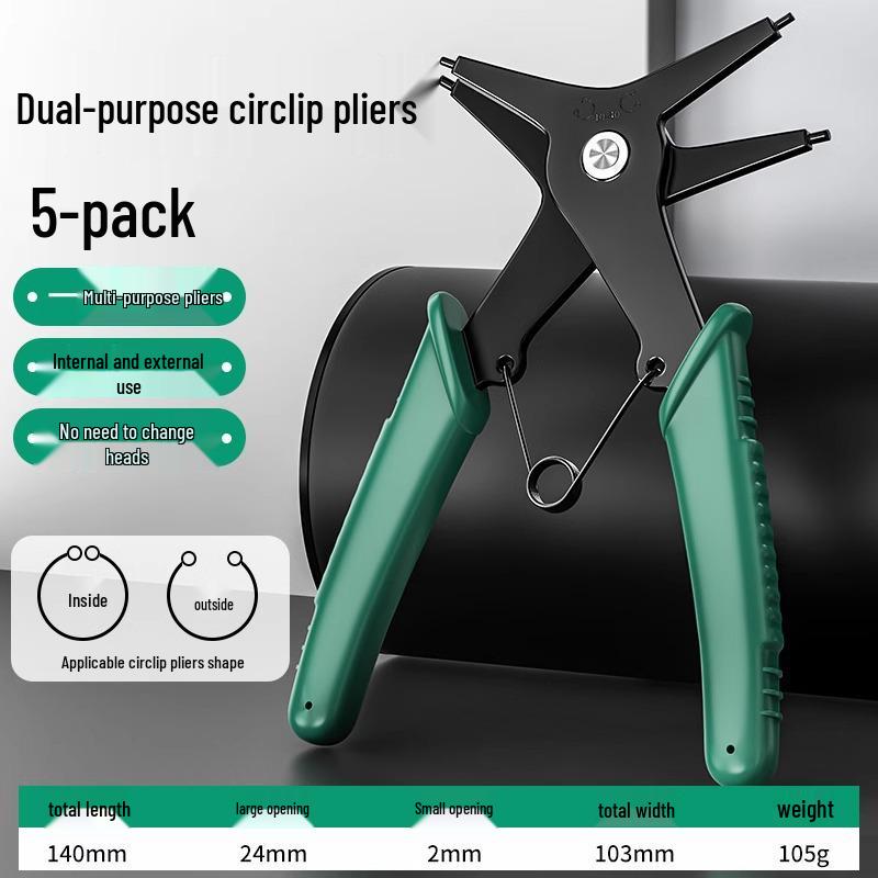 Víceúčelové dvojité kleště na pojistné kroužky pro vnitřní/vnější ohýbání a pojistné kroužky
