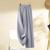 Apricot Draped Narrow-Wide Leg Women's Pants, Spring/Autumn 2025, Popular Light Luxury Casual Elastic Waist Straight-Leg Design.