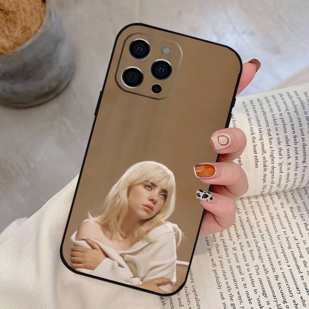 B-Billie Eilish Singer Phone Case For iPhone 17,16,15,14,13,12,11 Plus,Pro Max,XS,Soft Silicone Black Cover