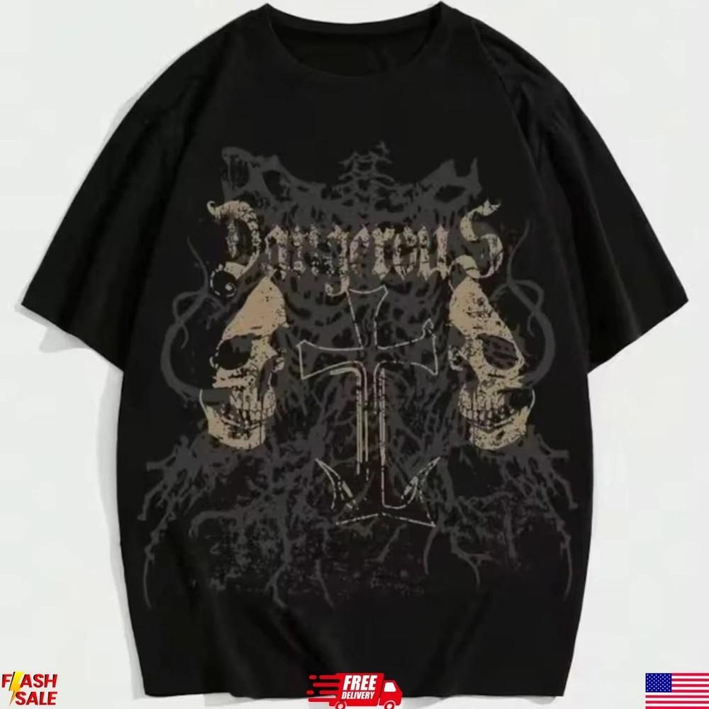 Vintage Y2K Affliction Style Skull TShirtGrunge Punk Menswear S