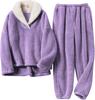 European-Size Christmas Pajamas: Plus Size Shu Cotton Fleece Long Sleeve Homewear Set