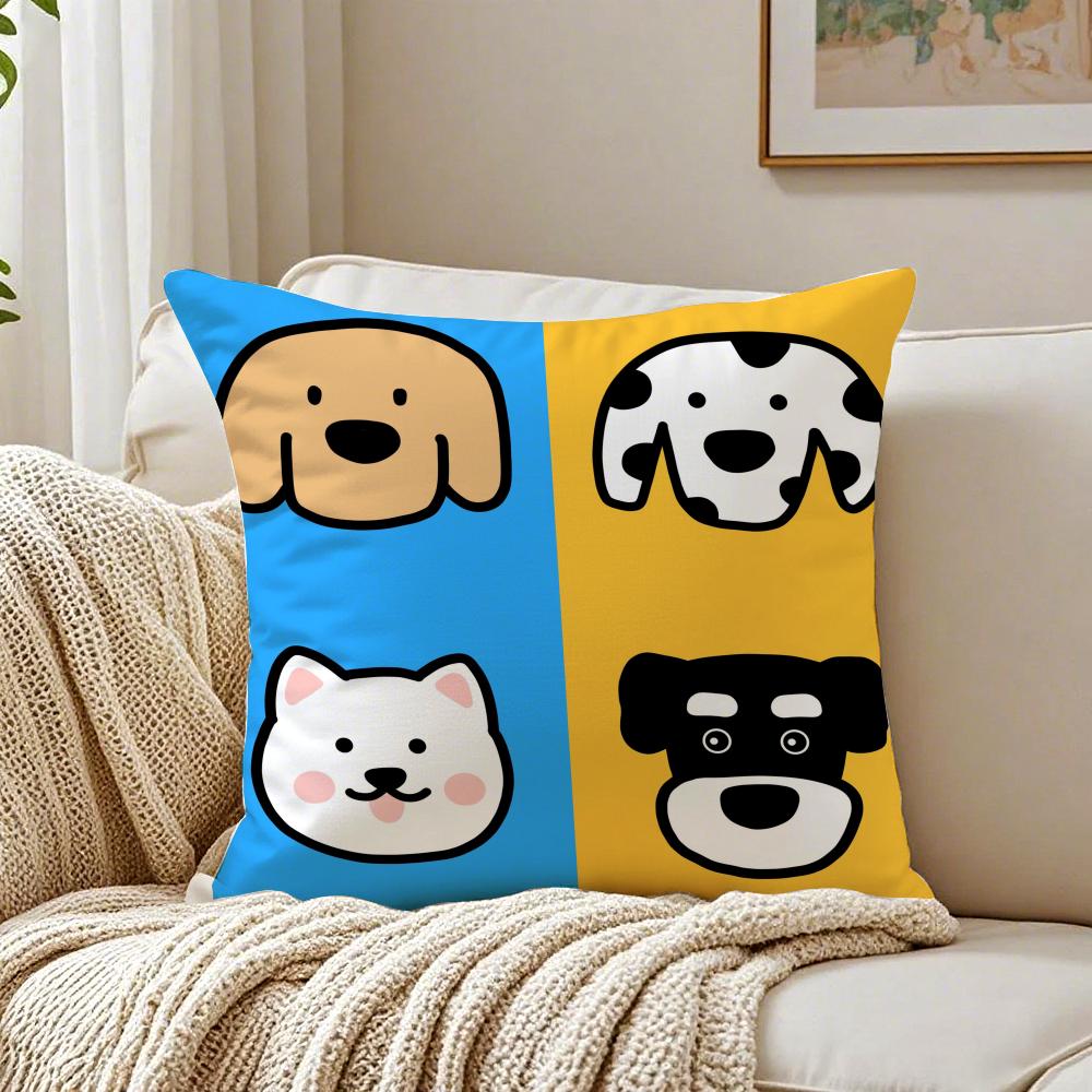 CzteryPunkty Urocze Kreskówkowe Psy Obrazki Poszewka na Poduszkę Poszewka na Poduszkę Antyalergiczna Dekoracja Salonu Sofa Poduszka Pokój