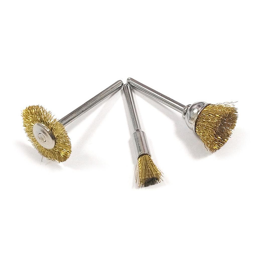 10pcs Copper Wire Wheel Brushes 3mm Mandrel For Precisions Cleaning And Rusts Removal For Metalwork And DIY Projects