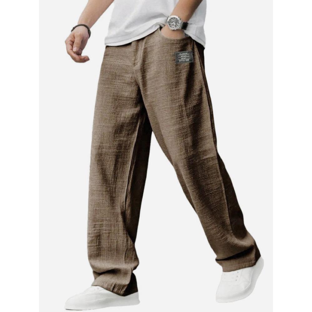 Herren Sommer Dünn Locker Bambus Leinen Lange Hosen, Mode Lässig Atmungsaktive Hosen für den Außenhandel XL gray