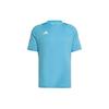 Gestreiftes Logo-Print Rundhals Kurzarm Fußballtrikot Herren Oberteile Blau HJ9942