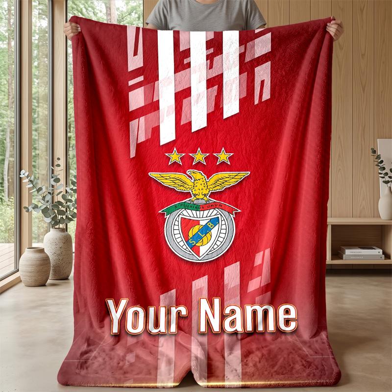 Benfica FC Benutzerdefinierter Text Flanell-Kuscheldecke, Leichte Gemütliche Bett- Sofa-Decke