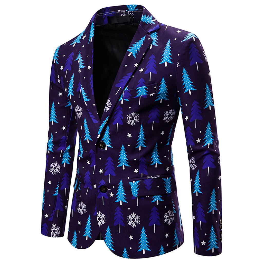 Men's Autumn And Winter New Fashion Casual Christmas Printing Long Sleeve Suit