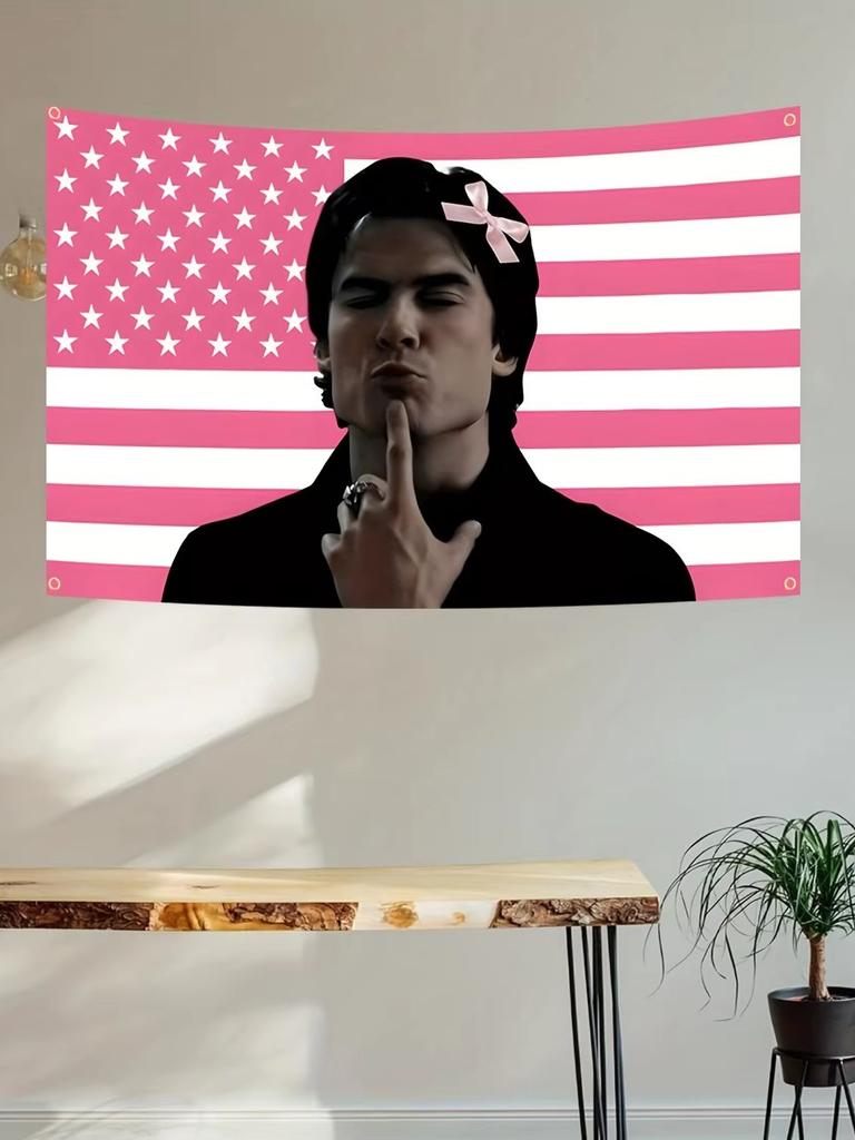 D-Damon S-Salvatore American Flag 3x5ft Aesthetic Tapestry for College Dorm Bedroom Room Decor Wall Hanging
