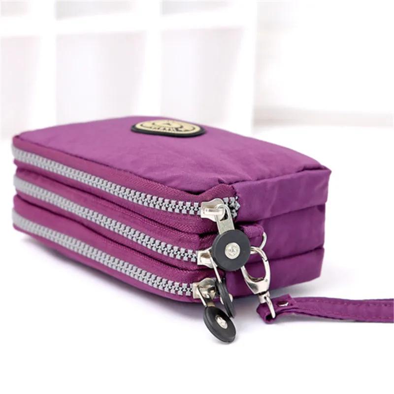New Washed Denim Women's Three Zipper Coin Purse,Makeup Bag,Phone Bag,Hand-Held Portable Bag