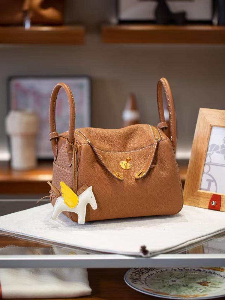 Top-grain Cowhide, 26cm Shafi Thread, Women's Doctor Bag, Genuine Leather Single-shoulder Handbag, Pillow Bag