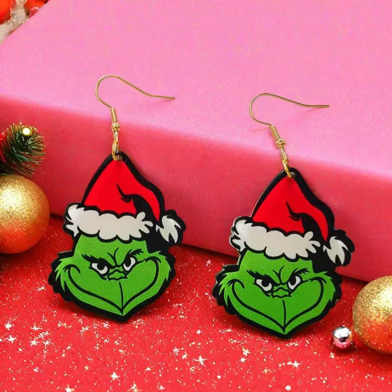 

Christmas Acrylic Earrings: Santa Claus & Green Monster Dangles