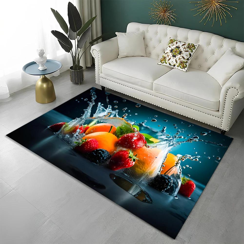 3D Cute Fruit Cartoon HD Carpet Rug for Home Living Room Bedroom Sofa Kitchen Doormat Decor,Child Area Rug Non-slip Floor Mat