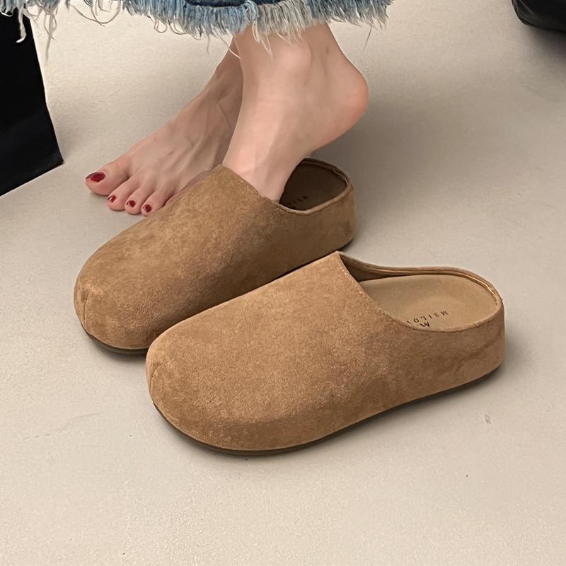 Women Slippers Flats Mules Shoes Suede Cozy Casual Sandals Woman New Walking 2025 Autumn Walking Zapatillas De Mujer