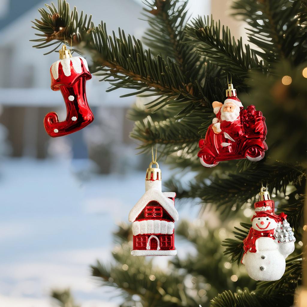 2pcs 3d Christmas Tree Decoration Santa Claus Snowman Ice Cream Christmas Tree Hanging Pendant Home New Year Party Navidad