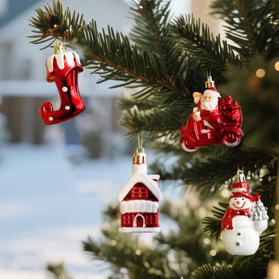 2pcs 3d Christmas Tree Decoration Santa Claus Snowman Ice Cream Christmas Tree Hanging Pendant Home New Year Party Navidad