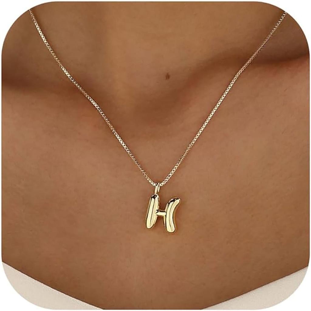 Elegant And Minimalist 26 Letter English Necklace With Bubble Gloss Letter Pendant, Women's Gift Collarbone Chain