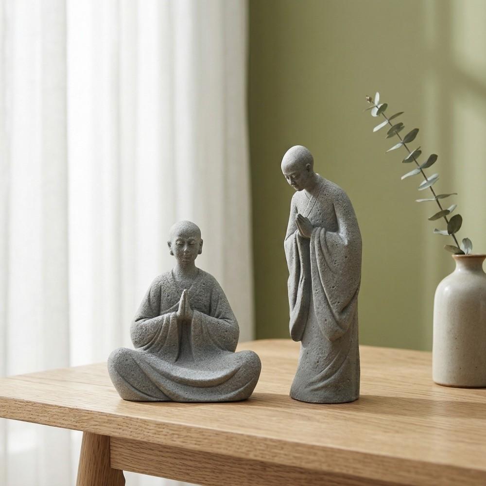 Micro-Landscape Meditation Monks Figurine Funny Landscape Ornament  Bedroom Decor