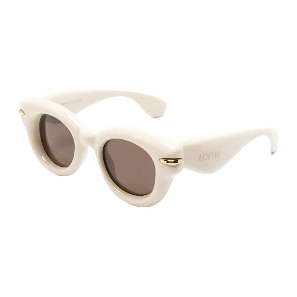

Loewe Inflated Round Sunglasses Ivory/Brown Women Eyewear Tan LW40118I-25E 46