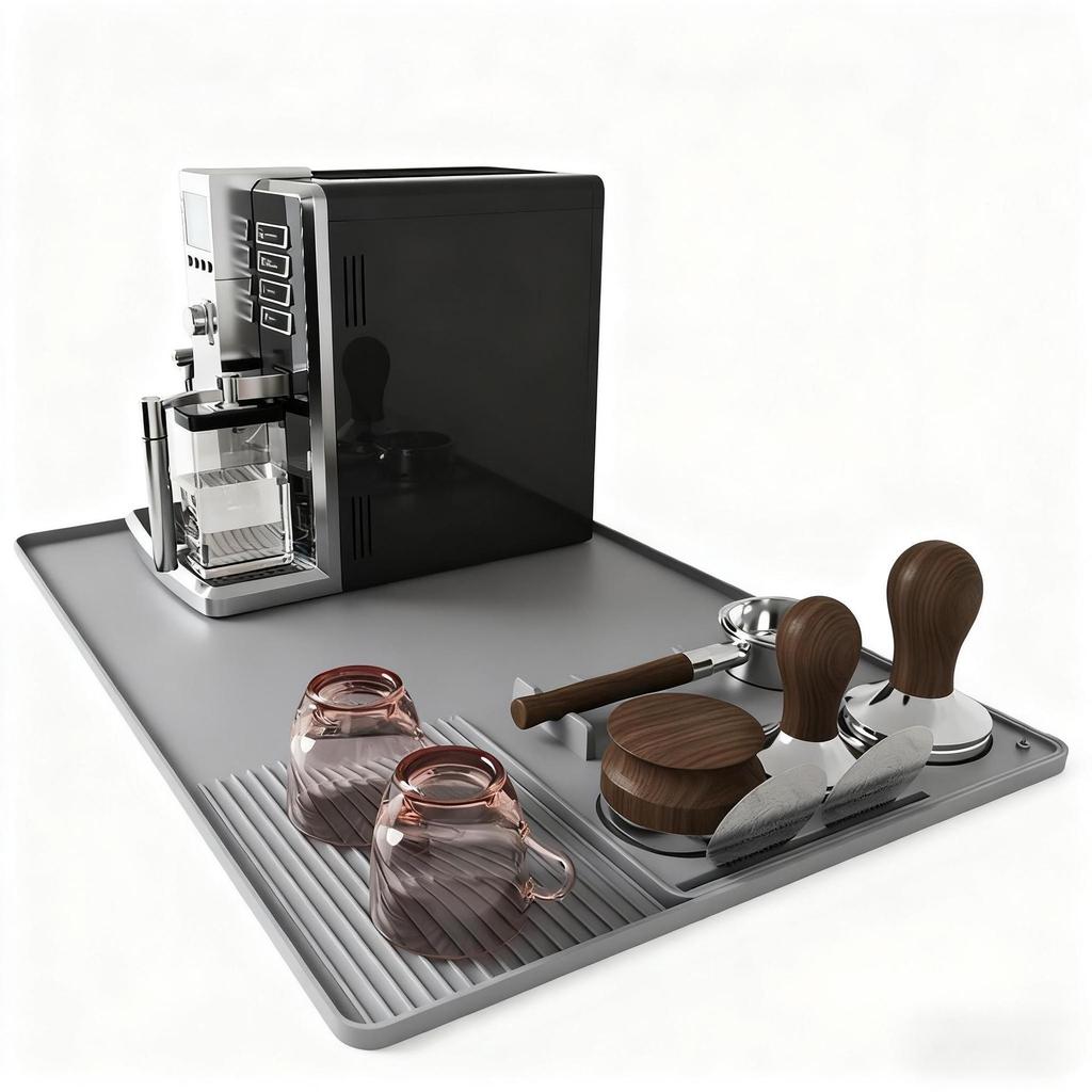 Silicone Coffee Machine Draining and Drying Mat - Multipurpose Kitchen Counter Mat
