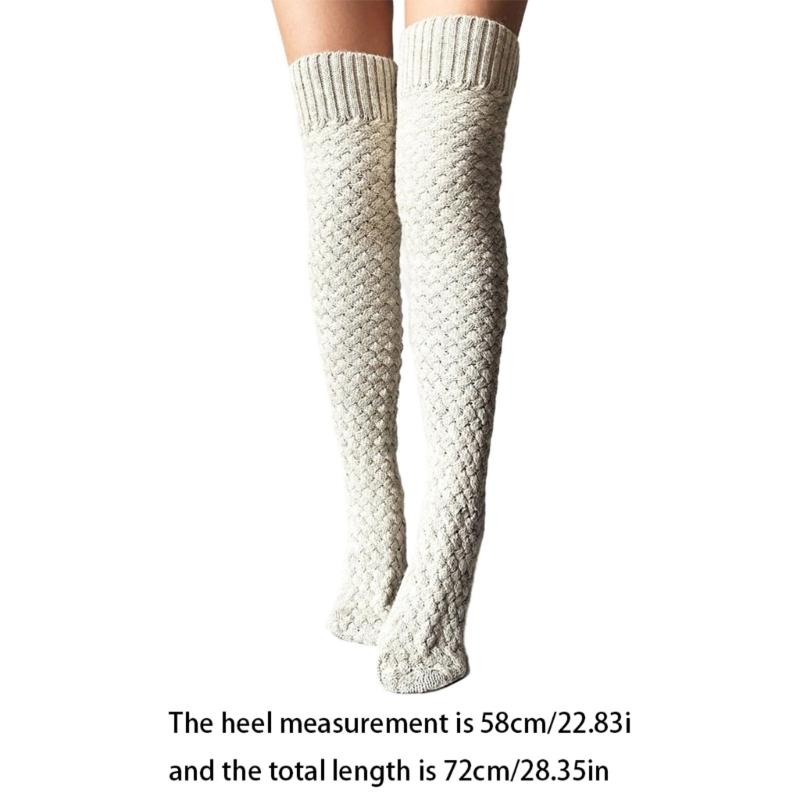 Damen Winter Beinwärmer Zopfmuster Kabelstrick Oberschenkelhohe Stiefelsocken Einfarbig Gedrehte Strickerei Über Knie Lange Strümpfe
