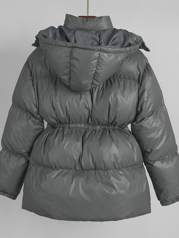 Drawstring Slim-Fit Cotton Jacket Winter Hooded Zipper Cotton Jacket Comfortable and Warm Outerwear