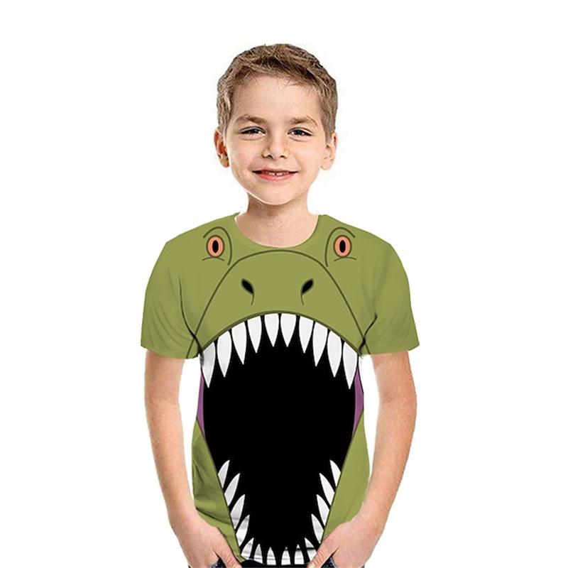 Vară Nou Tricou Mânecă Scurtă Copii Imprimeu Rechin Gigant Adâncimi Marine Top Copii Tricouri Desene Animate Casual Cămașă pentru Copil