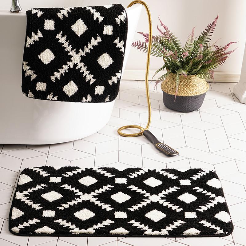 Geometric Bathroom Floor Mat Entrance Carpet Bedroom Door Toilet Door Mat Absorbent Foot Mat Bath