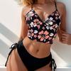 New printed lace-up seaside sexy bikini swimsuit swimsuit women