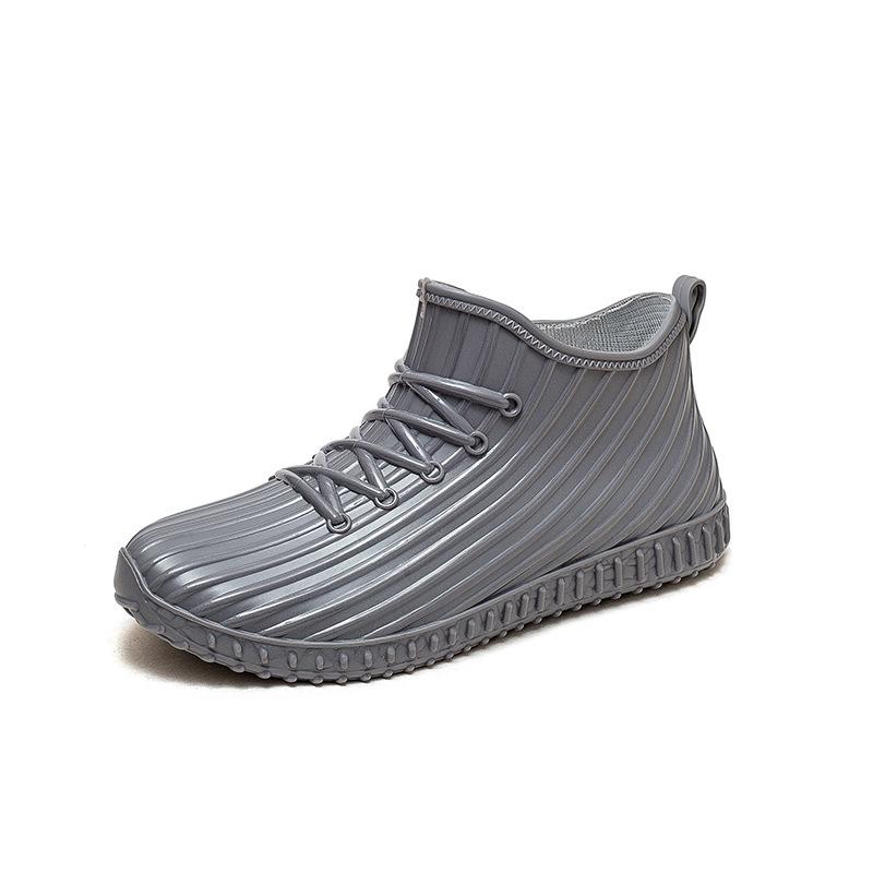 

Мужские короткие резиновые дождевые ботинки, нескользящие и износостойкие, новая модная уличная обувь для рыбалки, водная обувь, кухонные вельветовые резиновые сапоги для мытья машины 44 серый