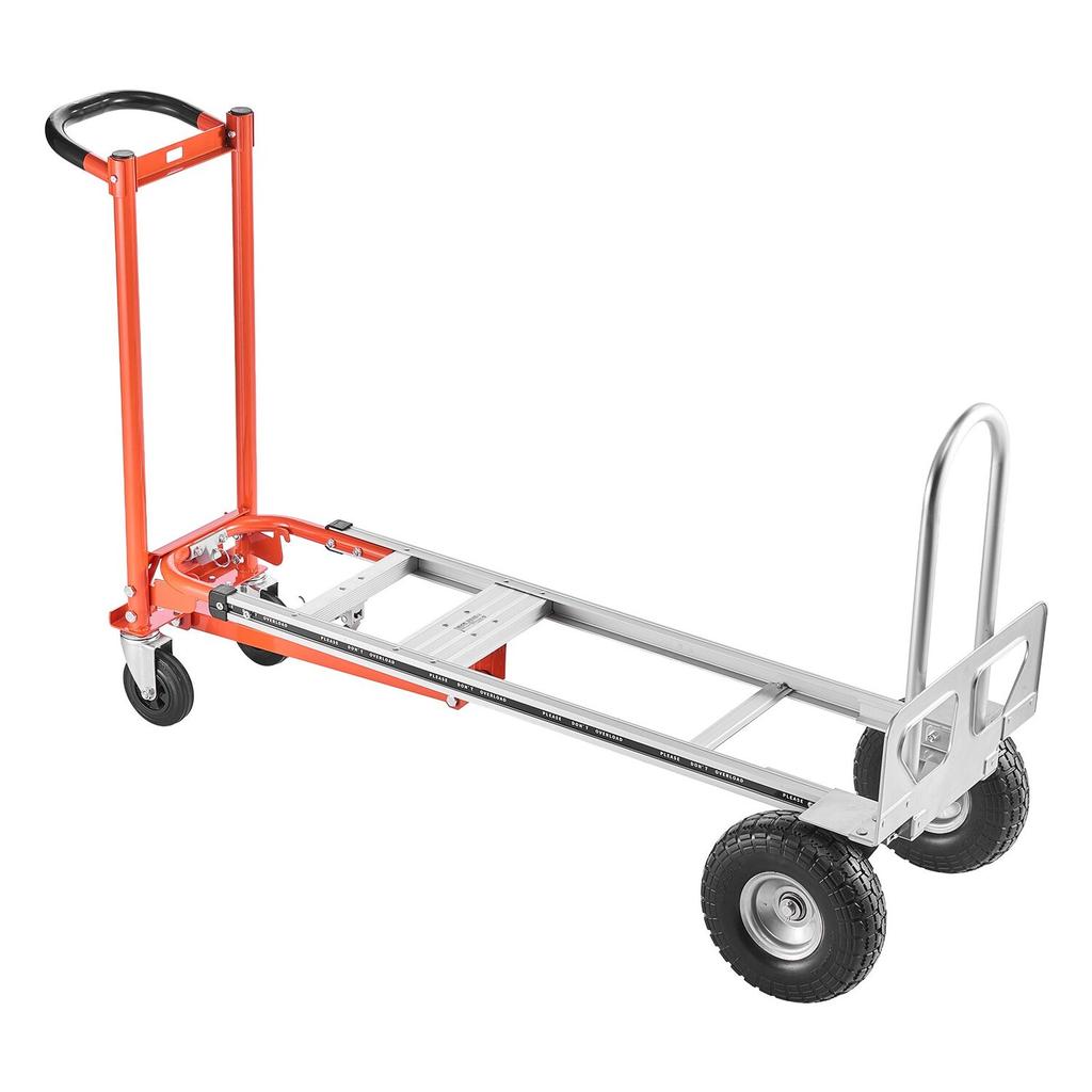 4-i-1 Handkärra, 453,6 kg Lastkapacitet i 4-hjulsläge, Konvertibel Handkärra Dolly med Halkfritt Handtag & Hjul, Bärbar av Aluminiumlegering