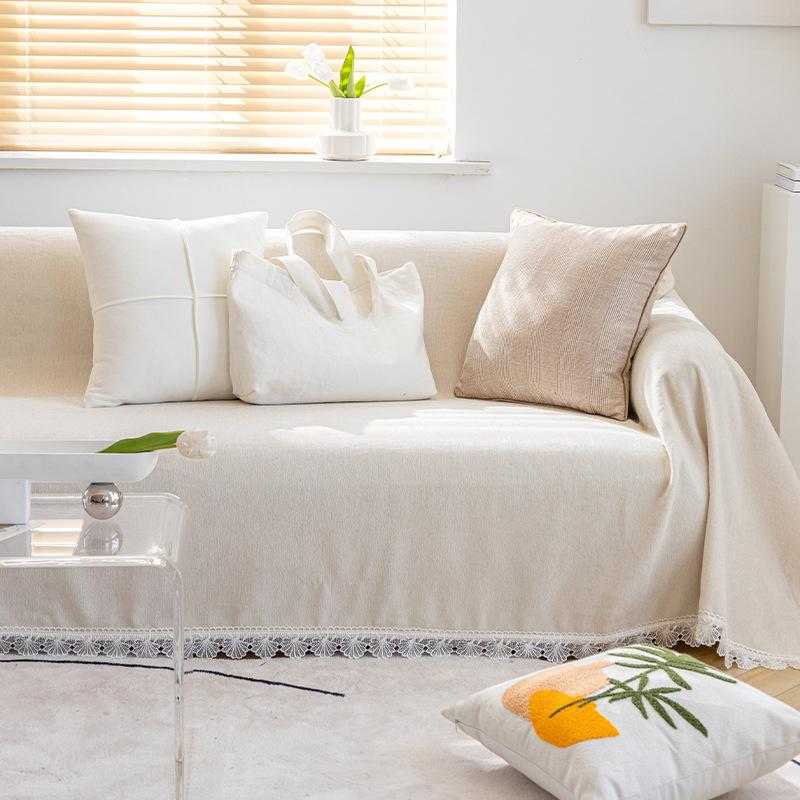 White Chenille Sofa Cover Cloth Simple Modern Four Seasons Universal Cushion Ins Wind Cat Scratch Sofa Cover
