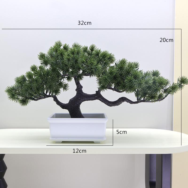 Artificial Pine Bonsai Desktop Decoration - Small Potted Green Plant Ornament for Living Room