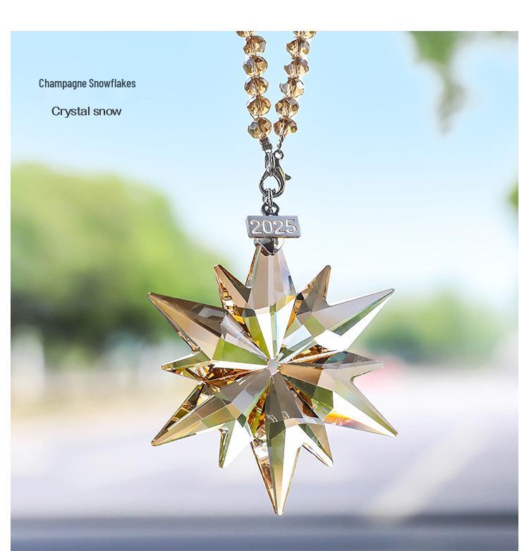 Creative Snowflake Hanging Ornament for Car Interior - Crystal Sunlight Catcher Decoration