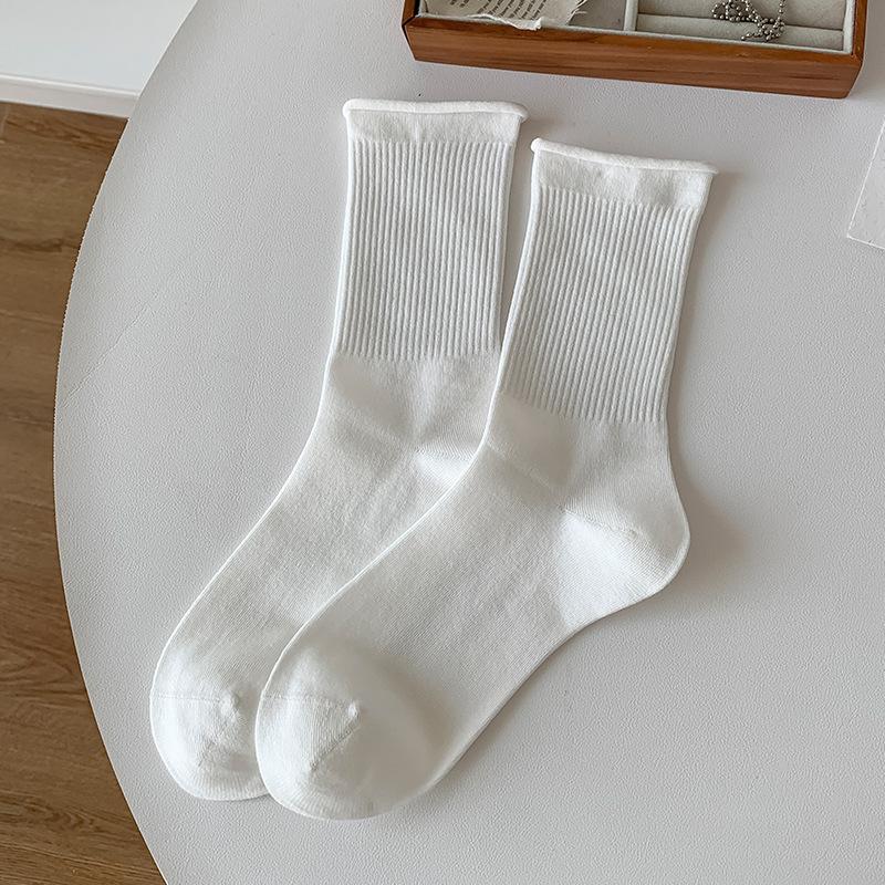 Mid-calf Socks for Women In Autumn and Winter, Rolled-up Socks for Women, Versatile and Loose-fitting Postpartum Socks