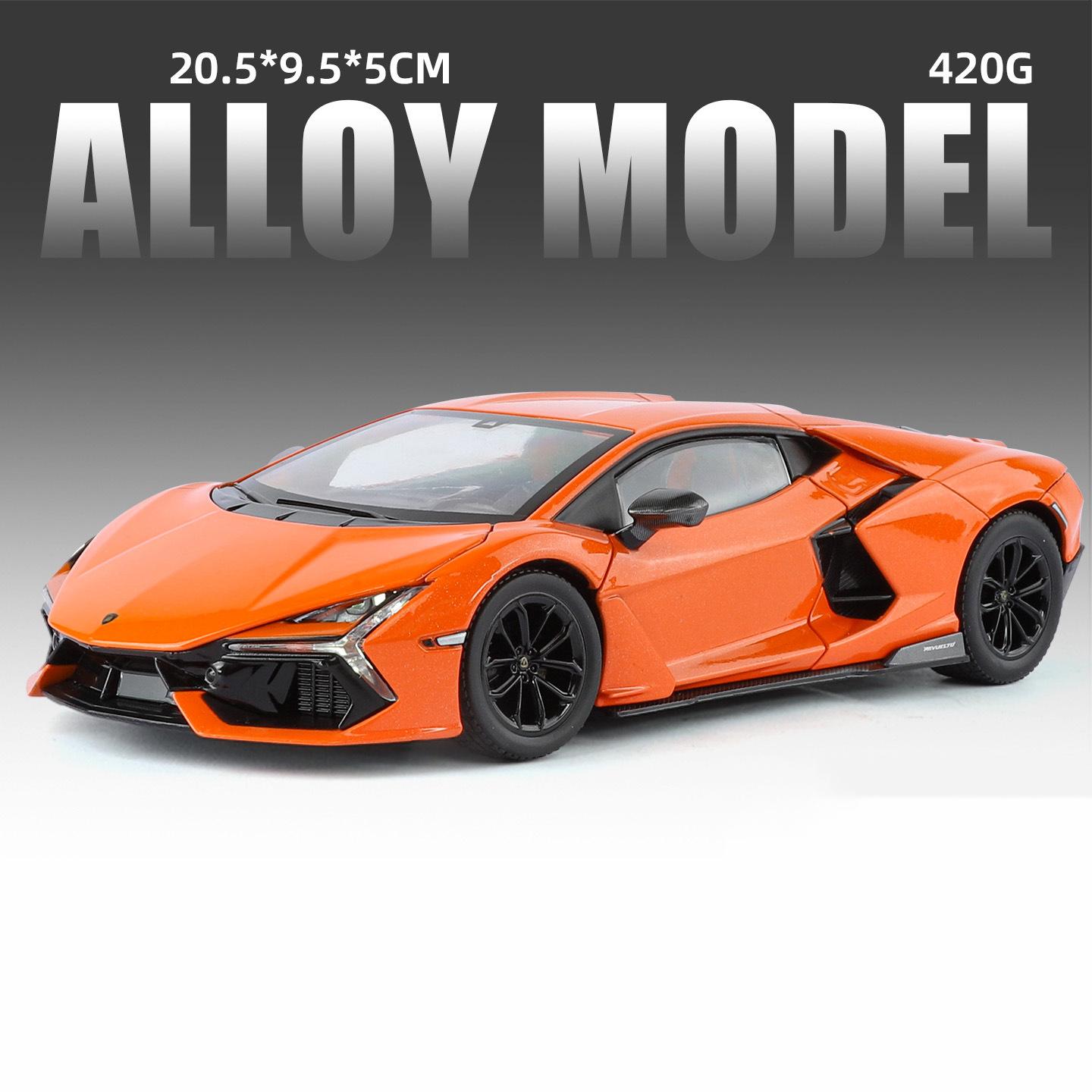 

1:24 Lamborghini Revuelto Supercar Alloy Car Model Sound and Light Pull Back Car Model Collectibles Birthday Gift оранжевый