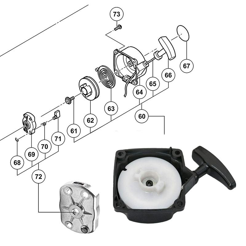 Recoil Pull Starter with Claw Pawl Cog for 33Cc 43Cc 47Cc 49Cc 50Cc Pocket Dirt Bike Scooter Chopper ATV