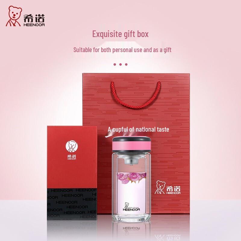 HEENOOR Double-Layer Portable Glass Cup