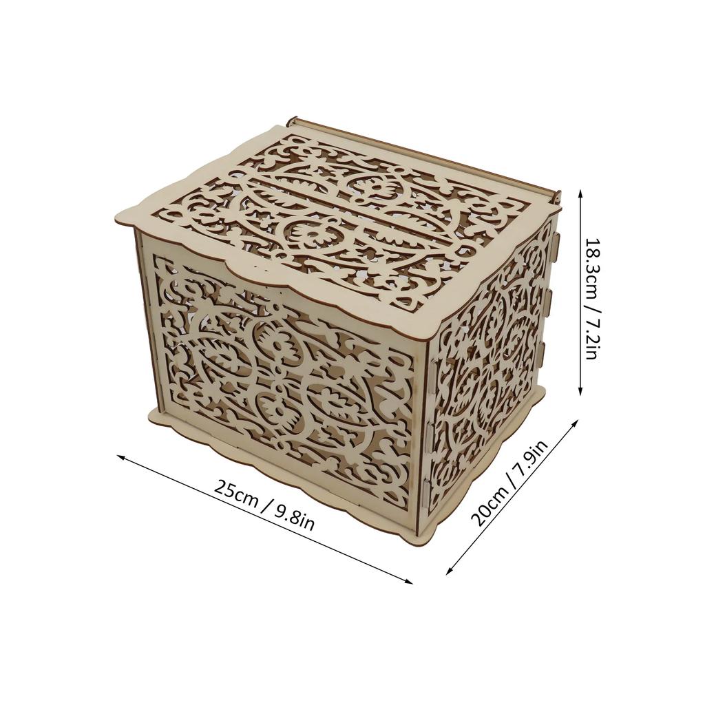 DIY Hollow Wooden Box Gift Card Case Wedding Reception Decoration Box Easy Assembly