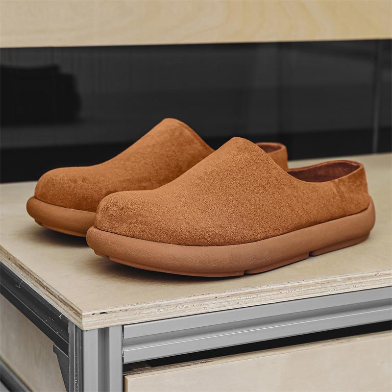 Fashion Fashion Slippers for Men Classic Suede Men Mules Shoes Leather Potato Shoes Handmade Beach Slides Leisure Walk Male Lazy Flats