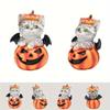 Halloween Pumpkin Decorations Resin Pumpkin Figurines with Cat Table Centerpieces for Outdoor Indoor Fairy Garden Decors