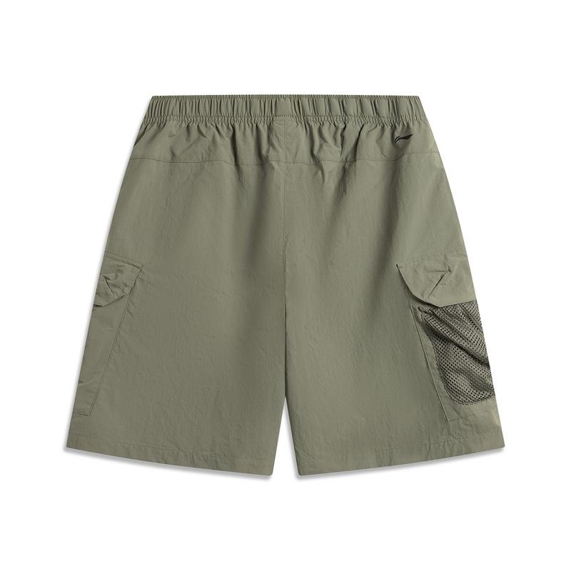 Li Ning CF Comfort Casual Simple Versatile Mid Waist Loose Fit Cargo Shorts Men shorts Tea-Green AKSV227-2