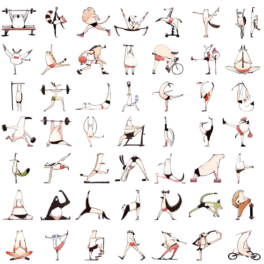 50pcs Fantasy Fitness Character Stickers Laptop Water Luggage Notebook Phone Aesthetic Home Skateboard Phone Vinyl Decals Sticke